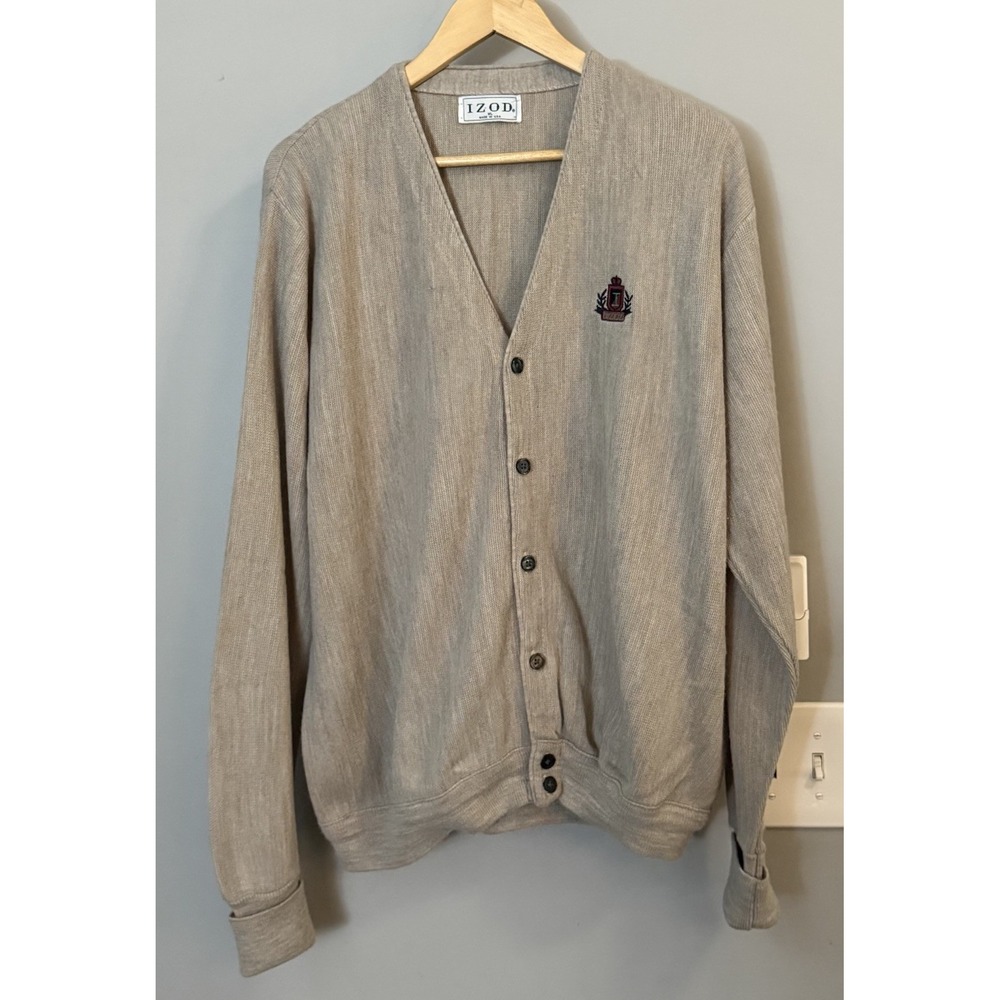 Izod Cardigan Vintage Sweater 90s Grunge Grandpa USA Made Men's XL